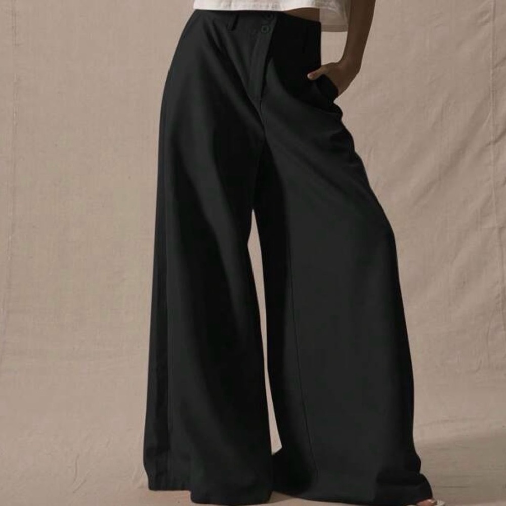 Wide Leg Black Palazzo Pants for Women